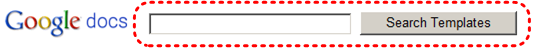 Image demonstrates Search Templates button and text box beside Google docs logo.