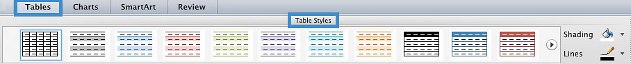 Image demonstrates the location to add style to the table. 
